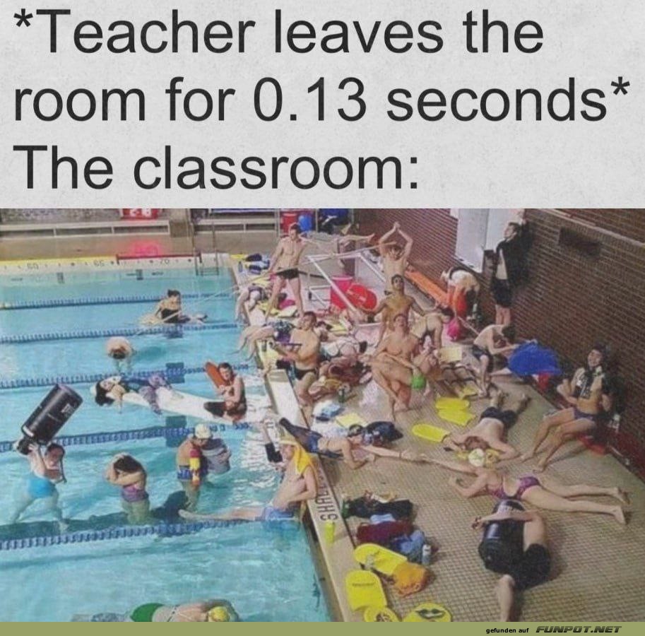 Chaos im Klassenzimmer unter Wasser Chaos im Klassenzimmer unter Wasser
