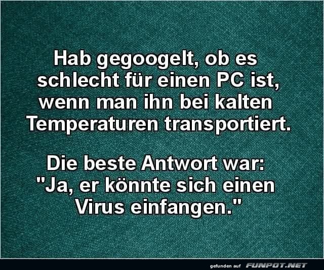 PC-Witz: Kälte und Viren PC-Witz: Kälte und Viren