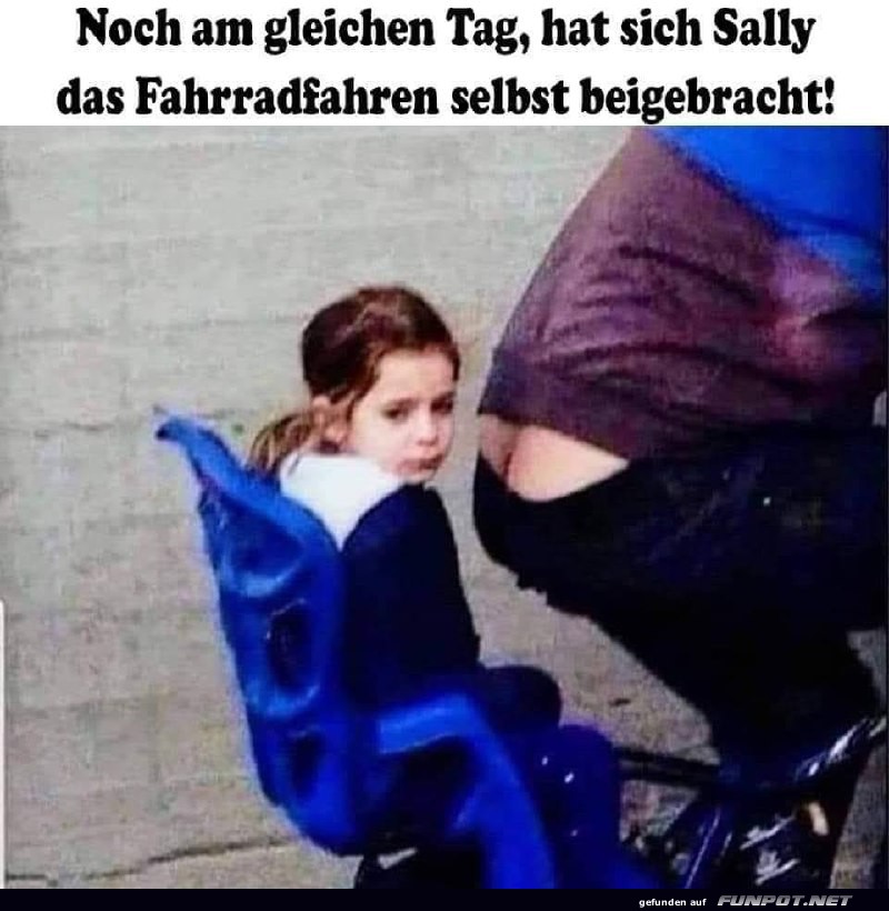 Sally lernt auf ungewöhnliche Weise Fahrradfahren Sally lernt auf ungewöhnliche Weise Fahrradfahren