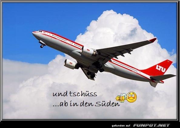 Flugzeug auf dem Weg in den Süden Flugzeug auf dem Weg in den Süden