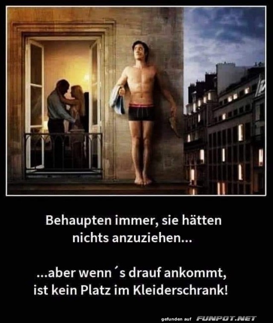 Der überfüllte Kleiderschrank Witz Der überfüllte Kleiderschrank Witz