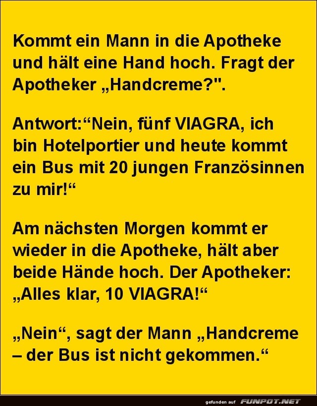 Witz über Apotheke und Viagra Witz über Apotheke und Viagra