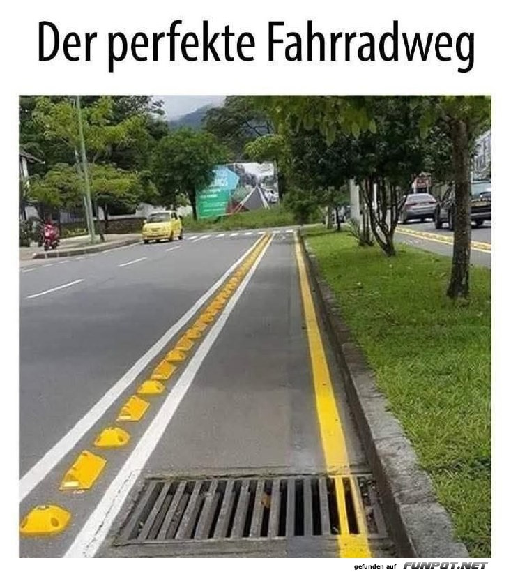 Unvorteilhafter Radweg mit Hindernissen Unvorteilhafter Radweg mit Hindernissen