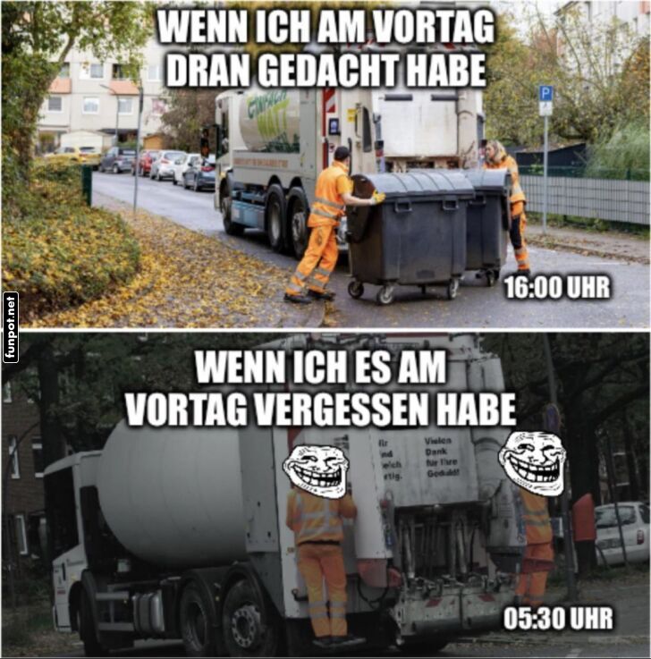 Müllabholung: Vergessen vs. Erinnern Müllabholung: Vergessen vs. Erinnern