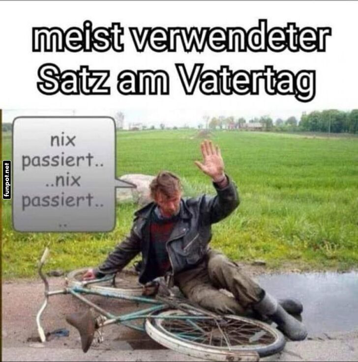 Humorvolle Vatertagsszene mit Fahrradunfall Humorvolle Vatertagsszene mit Fahrradunfall