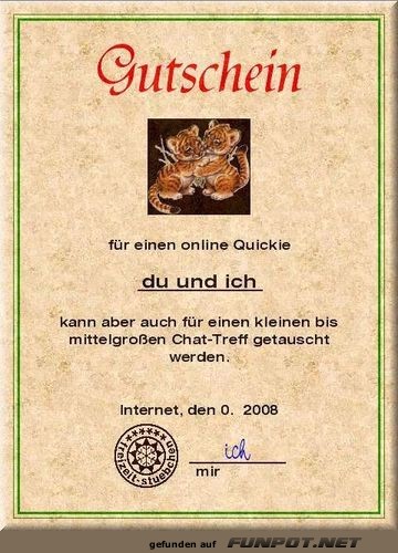 Gutschein fr einen Online-Quickie