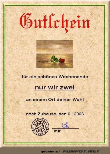 Romantisches Wochenend-Gutschein