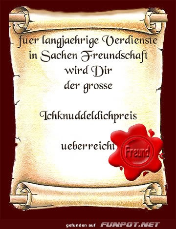 Urkunde für langjährige Freundschaft Urkunde für langjährige Freundschaft