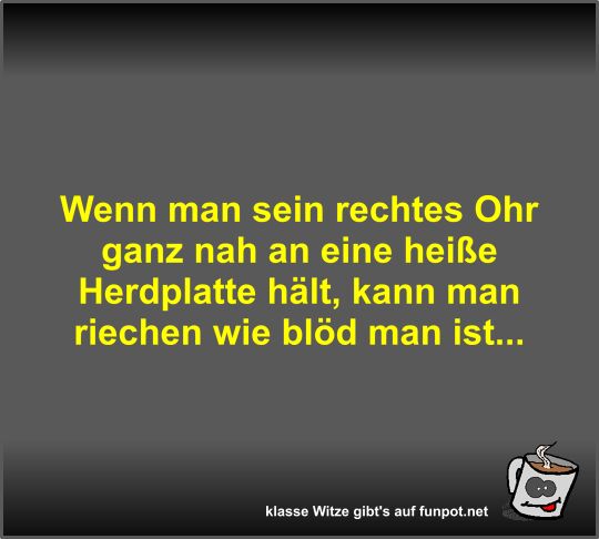 Wenn man sein rechtes Ohr ganz nah an eine heiße Herdplatte Wenn man sein rechtes Ohr ganz nah an eine heiße Herdplatte