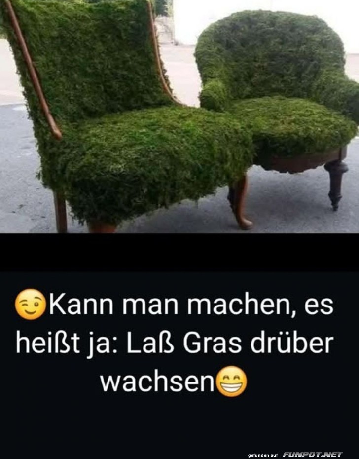 Mit Gras überwachsene Sessel Mit Gras überwachsene Sessel