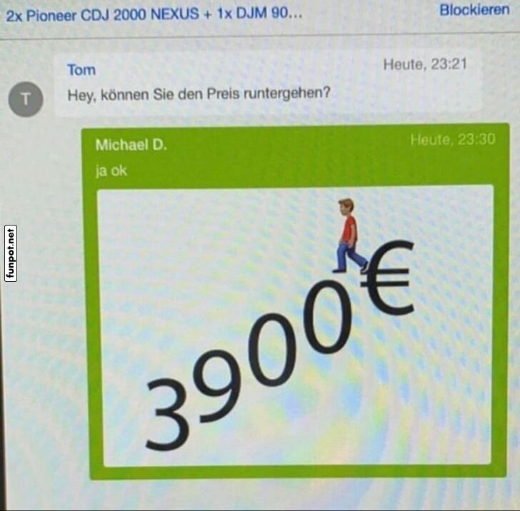 Preisverhandlung über Musikequipment Preisverhandlung über Musikequipment