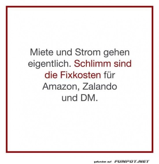 Lustiger Spruch über Fixkosten für Online-Shops Lustiger Spruch über Fixkosten für Online-Shops