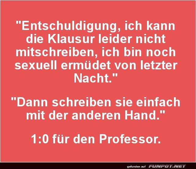 Witz von Professor und Student im Test Witz von Professor und Student im Test