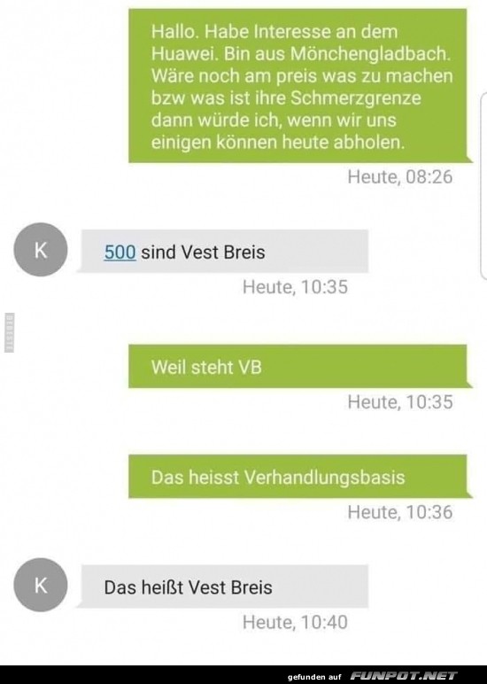 Preisverhandlung für Huawei per SMS Preisverhandlung für Huawei per SMS