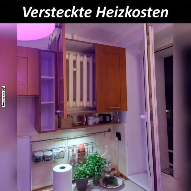 Heizung hinter Küchenschrank versteckt Heizung hinter Küchenschrank versteckt