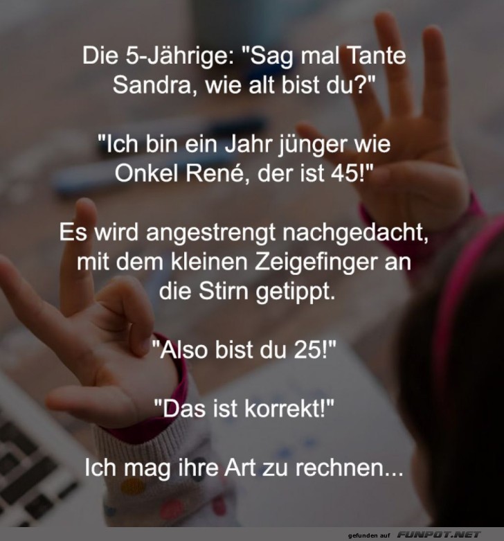 Kindliches Rechnen begeistert Tante Sandra Kindliches Rechnen begeistert Tante Sandra