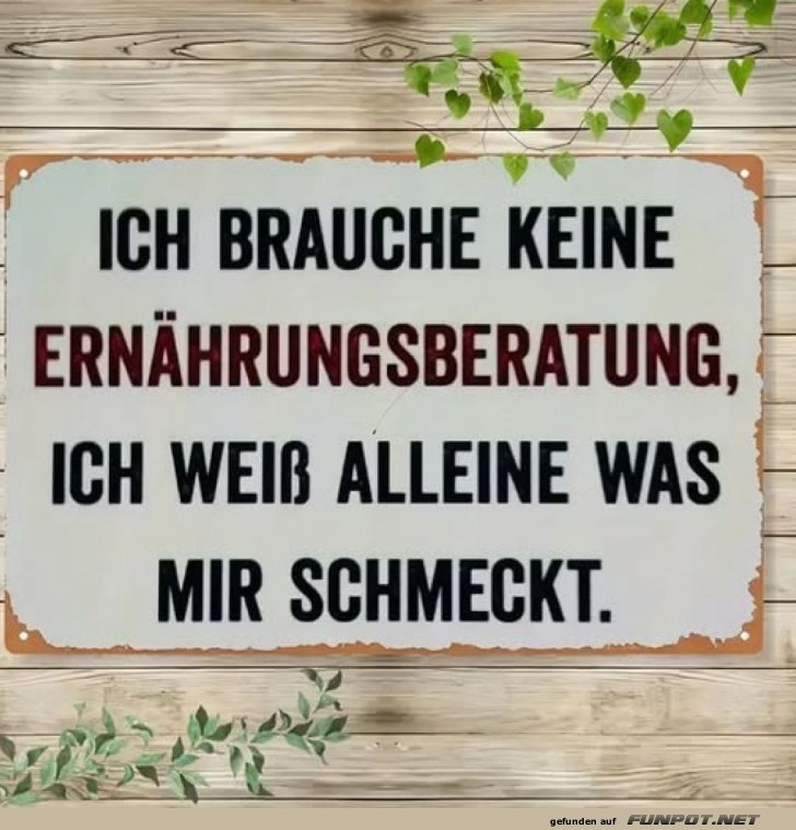 Humorvolles Schild über Ernährungsberatung Humorvolles Schild über Ernährungsberatung