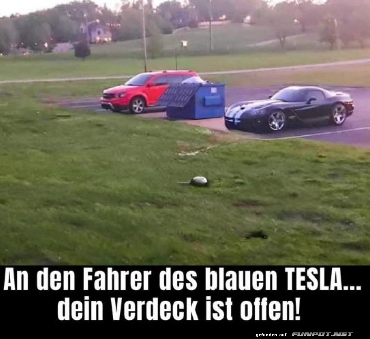 Offenes Autodach sorgt für Lacher Offenes Autodach sorgt für Lacher