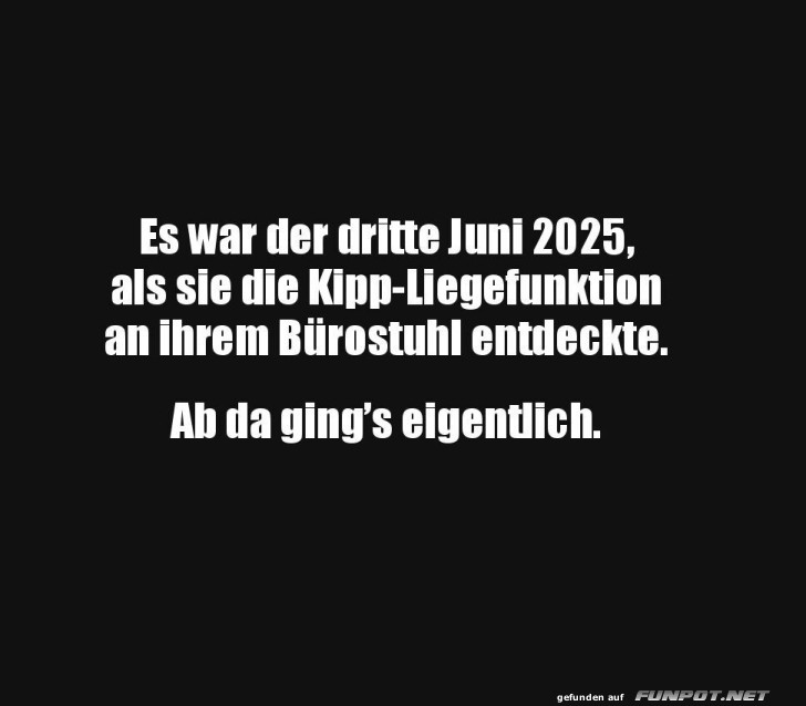 Entdeckung der Liegefunktion im Bürostuhl Entdeckung der Liegefunktion im Bürostuhl