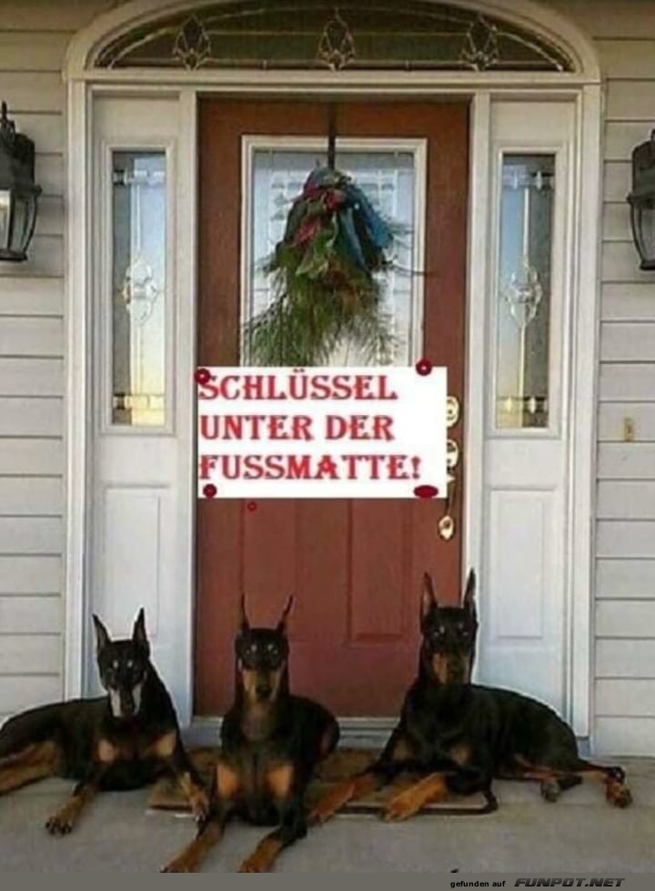 Witzige Warnung an der Haustür Witzige Warnung an der Haustür