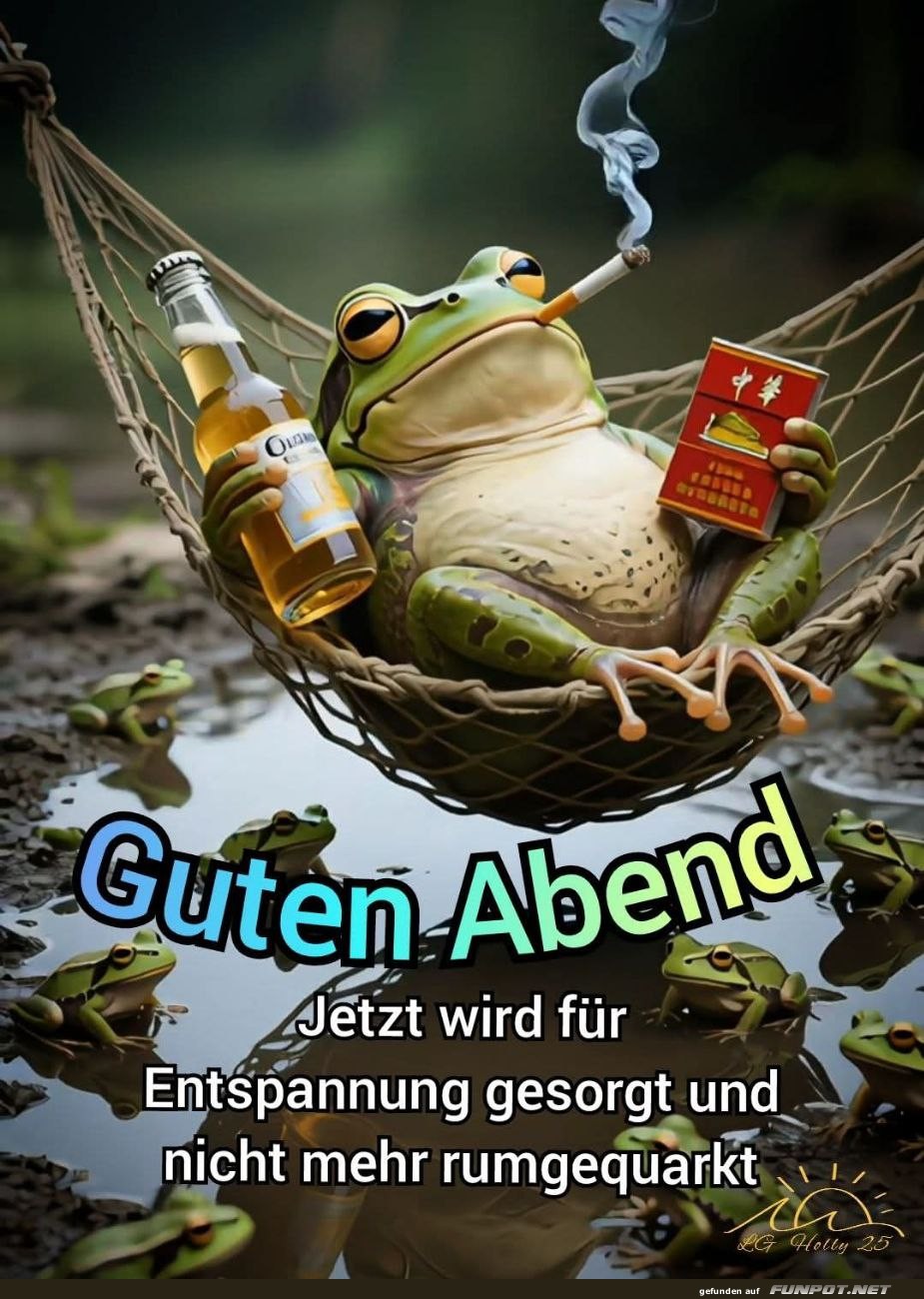 Entspannter Abend mit einem coolen Frosch