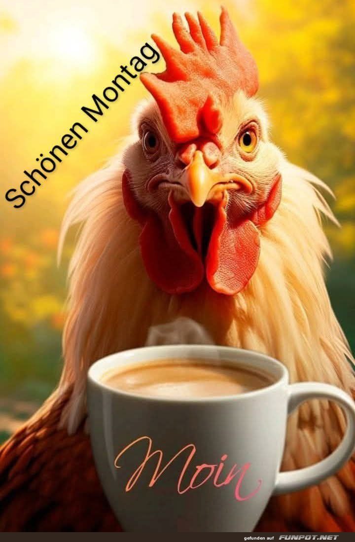 Ein frhlicher Wochenstart mit Kaffee und Huhn