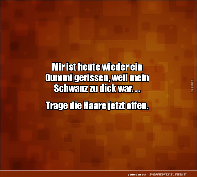 Lustiger Spruch über gerissenen Haargummi Lustiger Spruch über gerissenen Haargummi