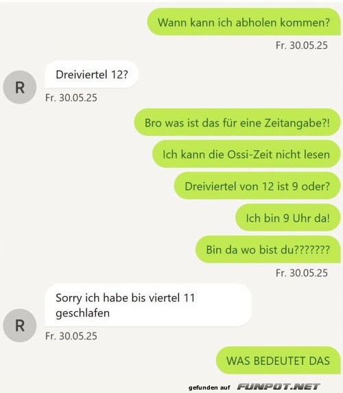 Missverständnis wegen Zeitangabe in Chat Missverständnis wegen Zeitangabe in Chat