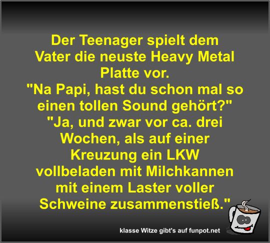 Der Teenager spielt dem Vater die neuste Heavy Metal Platte Der Teenager spielt dem Vater die neuste Heavy Metal Platte