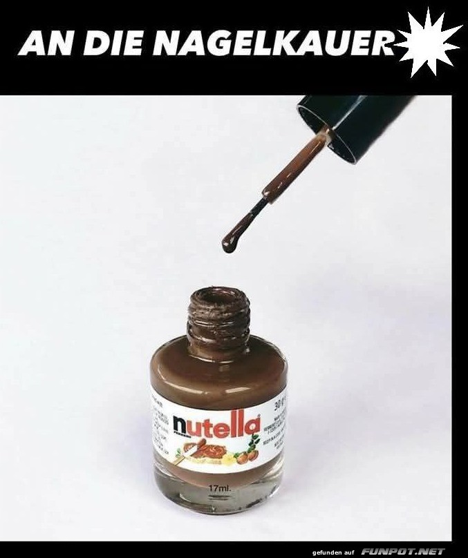 Nutella-Nagellack als Gag für Nagelkauer Nutella-Nagellack als Gag für Nagelkauer