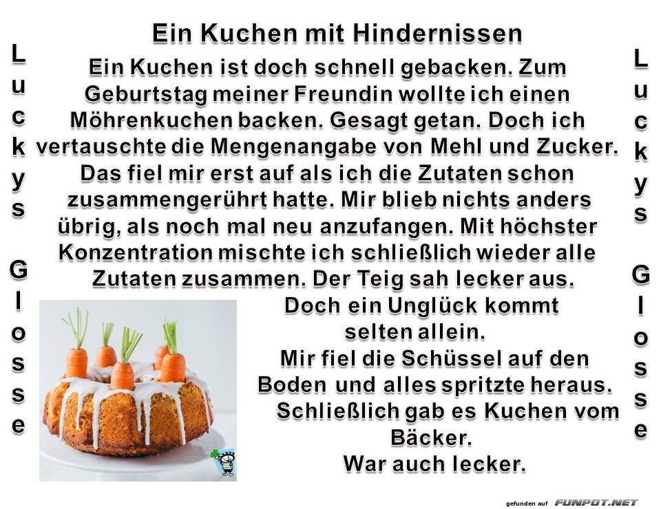 Ein Kuchen mit Hindernissen Ein Kuchen mit Hindernissen