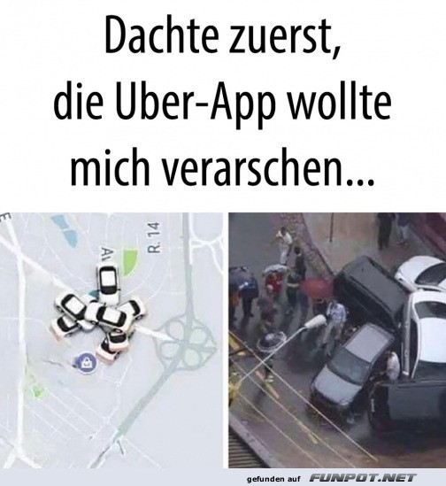 Lustiger Uber-Moment: Kartenbild vs. Realität Lustiger Uber-Moment: Kartenbild vs. Realität