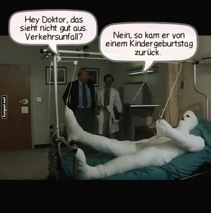 Verunglückter Patient im Krankenhausbett Verunglückter Patient im Krankenhausbett
