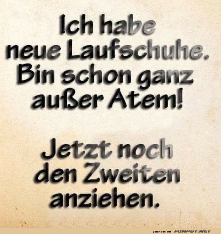 Neue Laufschuhe, außer Atem Neue Laufschuhe, außer Atem
