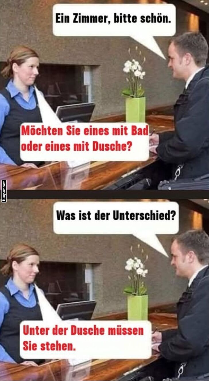 Lustiger Dialog an der Hotelrezeption Lustiger Dialog an der Hotelrezeption