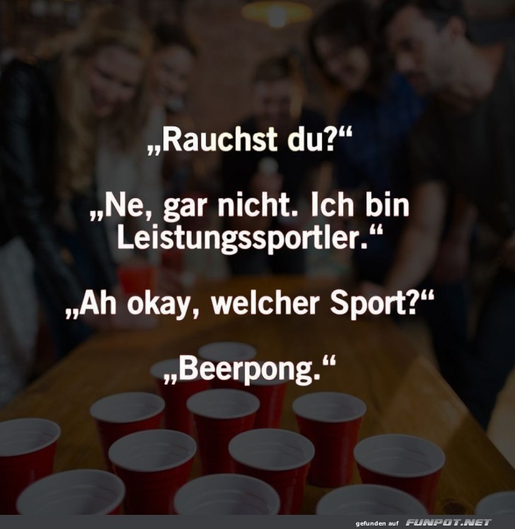 Lustiger Dialog ber Sport und Bierpong