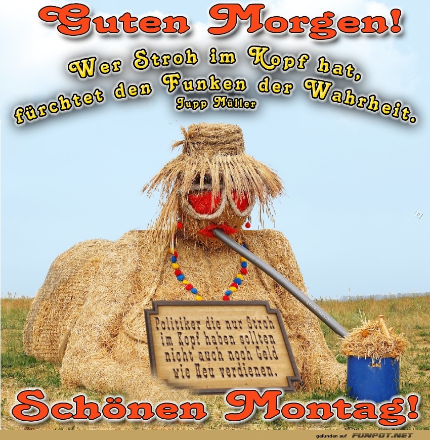 Guten Morgen mit Strohfigur Guten Morgen mit Strohfigur
