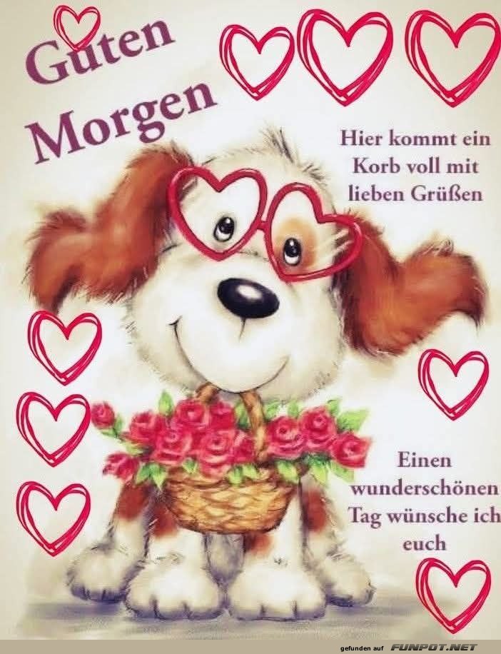 Süßer Hund mit Morgengrüßen Süßer Hund mit Morgengrüßen
