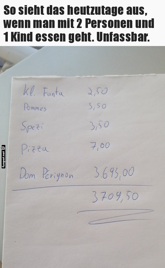 Ironische Rechnung für Restaurantbesuch Ironische Rechnung für Restaurantbesuch