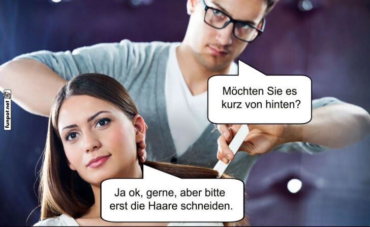 Friseurbesuch mit humorvollem Twist Friseurbesuch mit humorvollem Twist