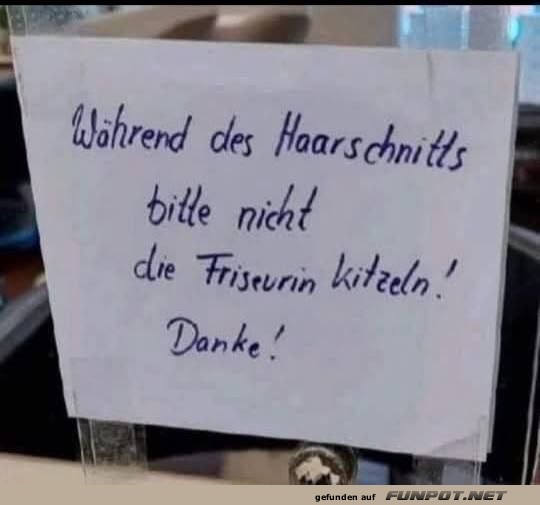 Hinweis im Friseursalon Hinweis im Friseursalon