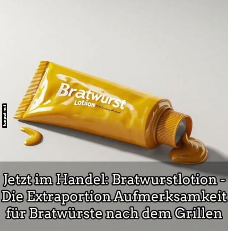 Bratwurstlotion im Handel Bratwurstlotion im Handel