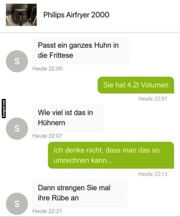 Lustiger Chat über einen Philips Airfryer Lustiger Chat über einen Philips Airfryer