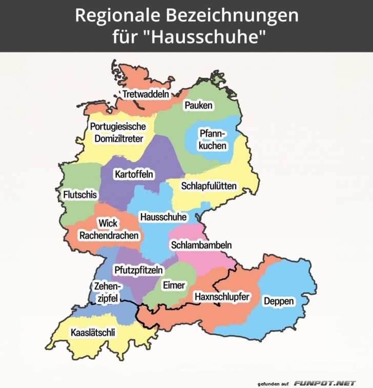 Regionale Begriffe für Hausschuhe in Deutschland Regionale Begriffe für Hausschuhe in Deutschland