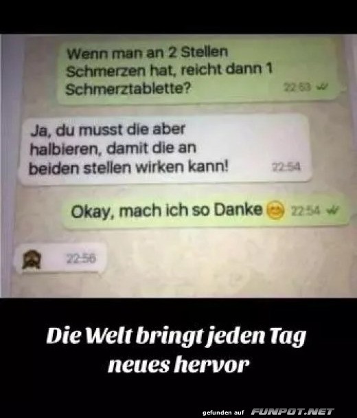 Witziger Chat über Schmerztabletten Witziger Chat über Schmerztabletten