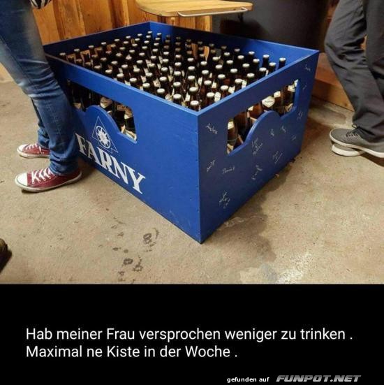 Groe Bierkiste als Wochenration