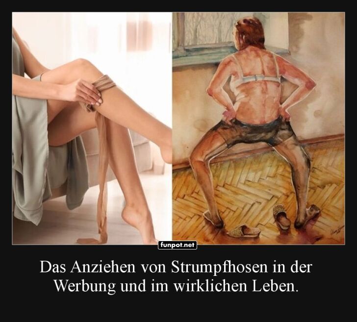 Kontrast: Strumpfhosen in Werbung vs. Realität Kontrast: Strumpfhosen in Werbung vs. Realität