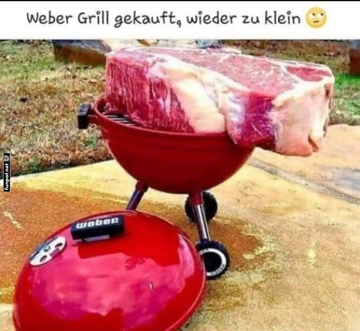 Grillproblem: Steak ist zu groß für den Weber Grillproblem: Steak ist zu groß für den Weber