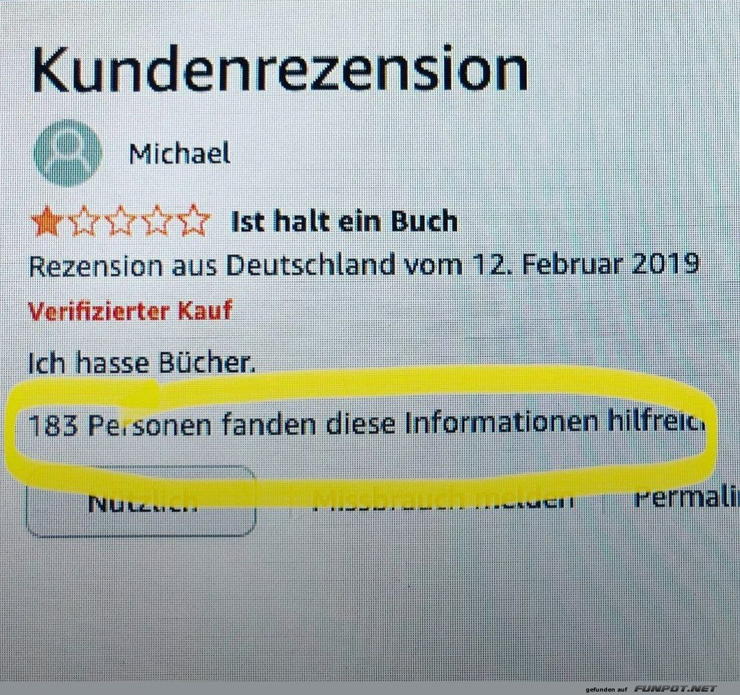Lustige Buchrezension mit 1-Sterne-Bewertung Lustige Buchrezension mit 1-Sterne-Bewertung
