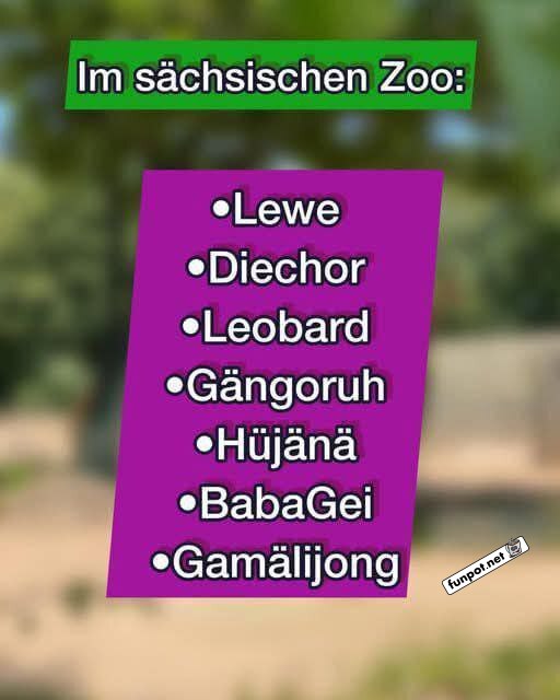 Sächsische Tierwelt auf Hochdeutsch Sächsische Tierwelt auf Hochdeutsch